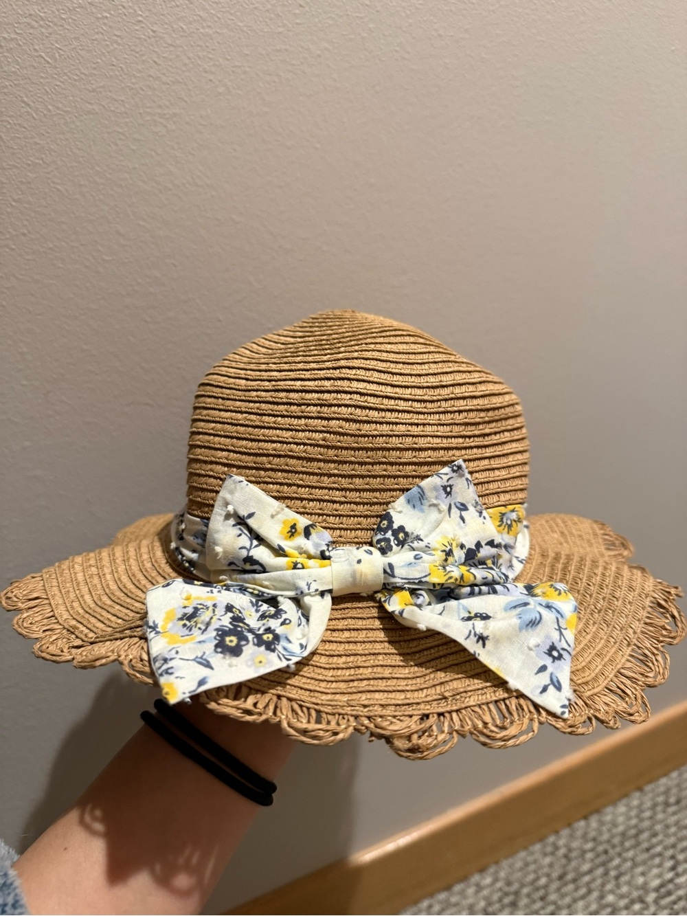 Joie kids Sun Hat Floral Print Bow Tie  Beach Cottage Core